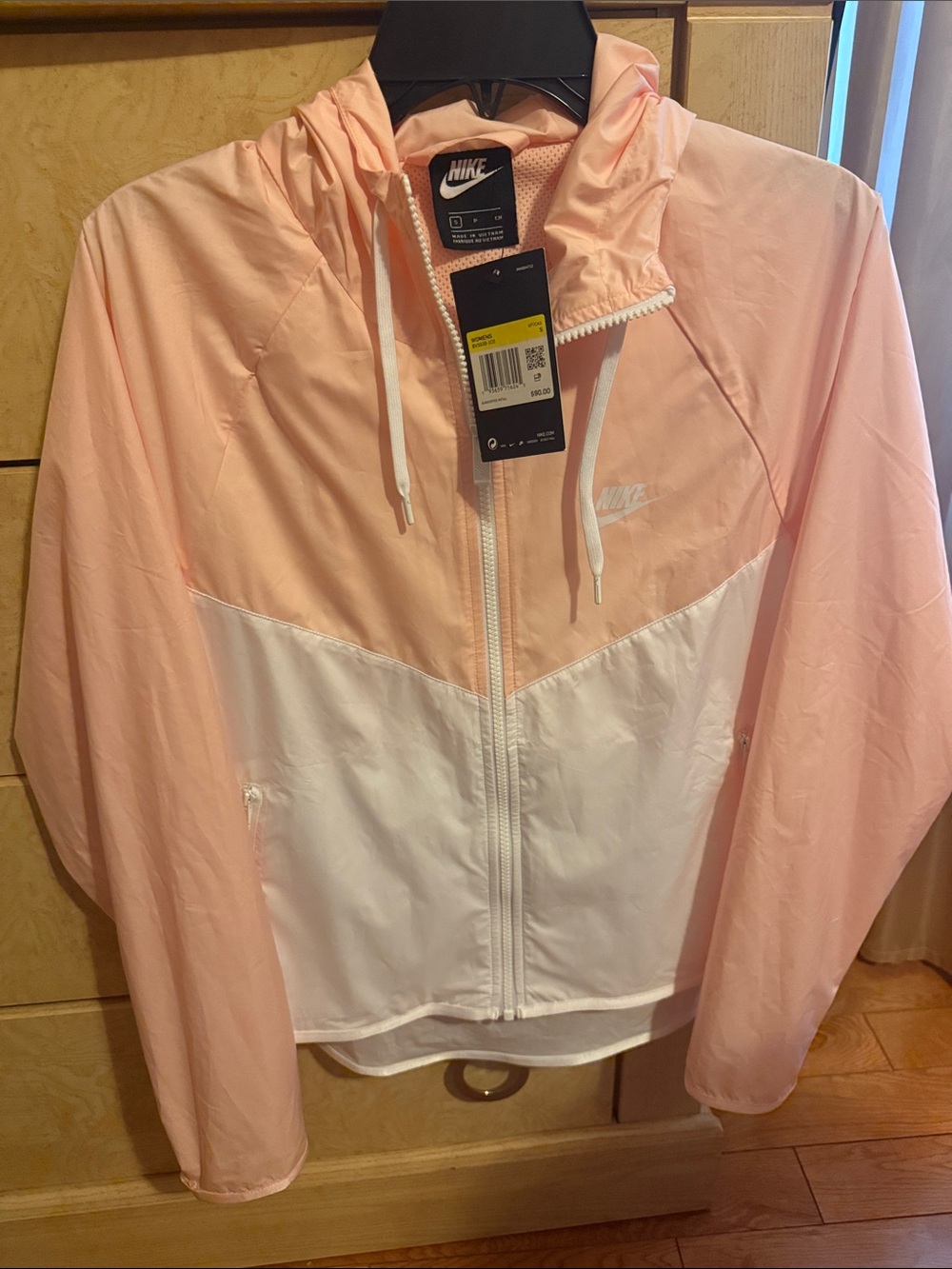 Nike Women's Pink & White Hooded Windbreaker Jacket